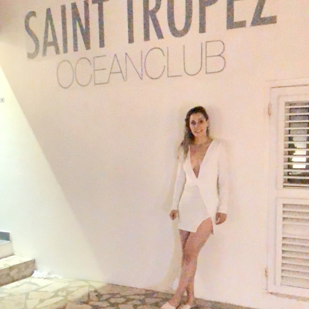 Girls Night Out: White Plunge Neckline Mini Dresss